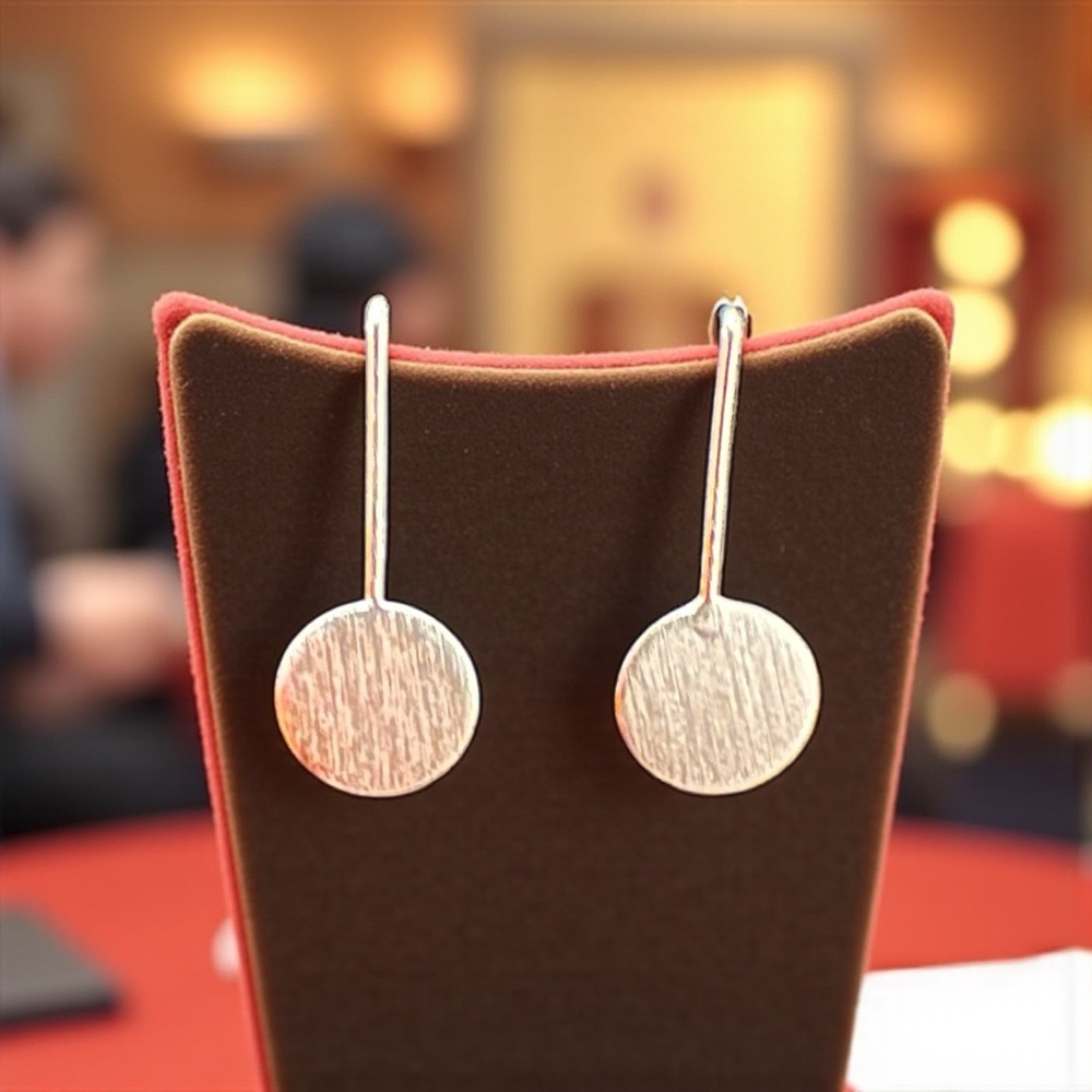 Silver Brush Coin Earrings